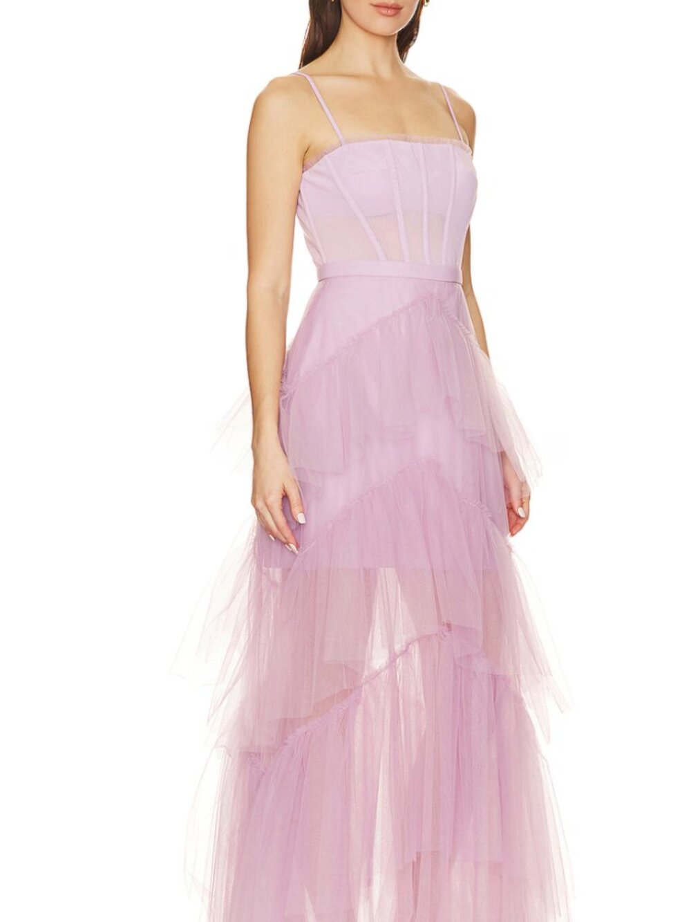 BCBG MAX AZRIA Corset Tulle Gown in Orchid, size 0